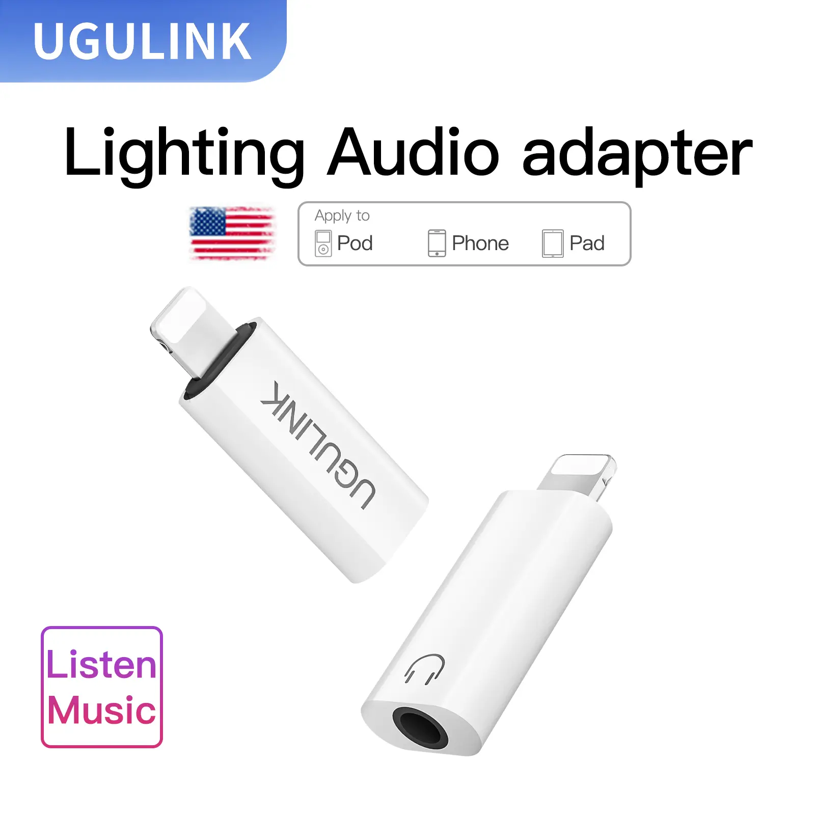 Bộ chuyển đổi âm thanh OTG, UGULINK, tương thích với hệ điều hành IOS, thích hợp để chuyển đổi C sang 3.5MM, tương thích với Macbook và bộ điều hợp máy tính xách tay