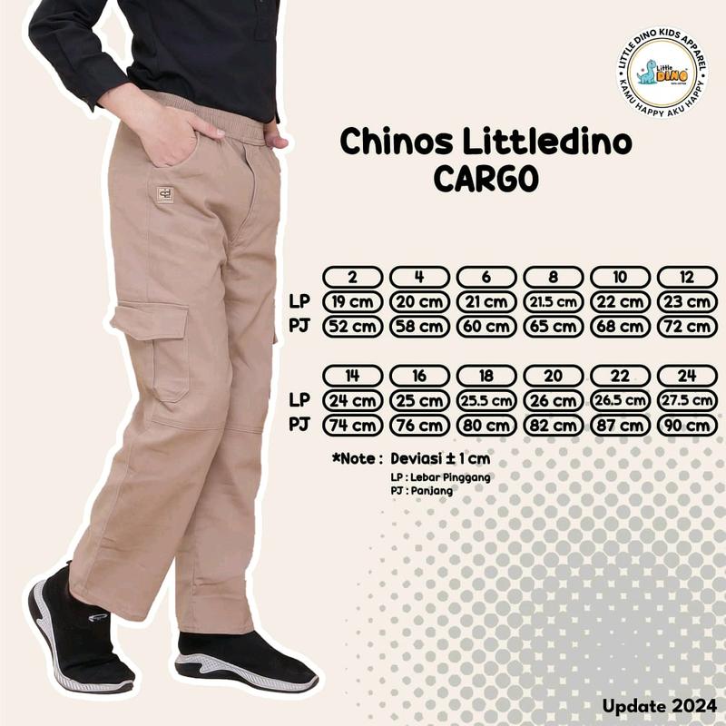 Celana Panjang Anak Little Dino Cargo Fashion Katun Grey Black Laki-Laki Usia 2-13 Tahun Perempuan Cowok - Cewek 3