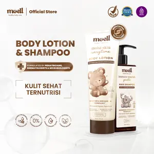 Moell Bundling deals! Body Lotion 185gr & Shampoo 185gr - Skincare Anak Diformulasikan Dokter dengan Microbiome Teknologi - Memperkuat Skin Barrier Kulit Badan dan Wajah - Skincare Anak - Skincare Bayi