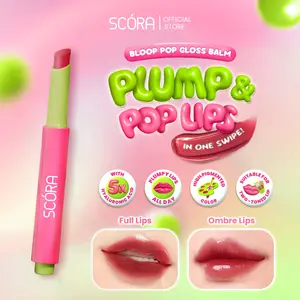 SCORA Bloop Pop Gloss Balm 2 gr - Lip Balm Plump & Glossy dengan 5X Hyaluronic Acid dan 2X Power Antioksidan untuk Bibir Sehat dan Segar Seharian