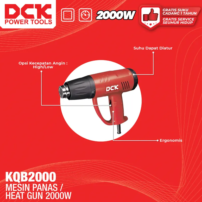 DCK Mesin Pemanas Suhu / Heat Gun 2000 Watt KQB2000