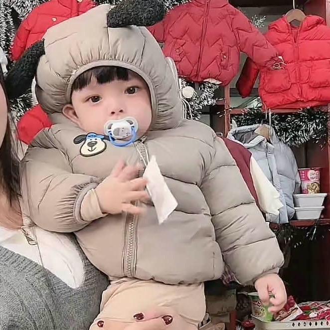 MẸ THÓC A75 Áo khoác phao DÀI TAY cún mũ tai dài 3D hàng QCCC by KID CLOTHING