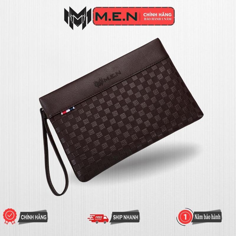Ví cầm tay nam da cao cấp Đeo cổ tay caro Màu Trơn DC9 ĐEN - NÂU {GIAO NHANH} Clutch