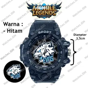Jam Tangan Anak Laki Laki Karakter Evos Sport Anti Air - Hitam - Fashion