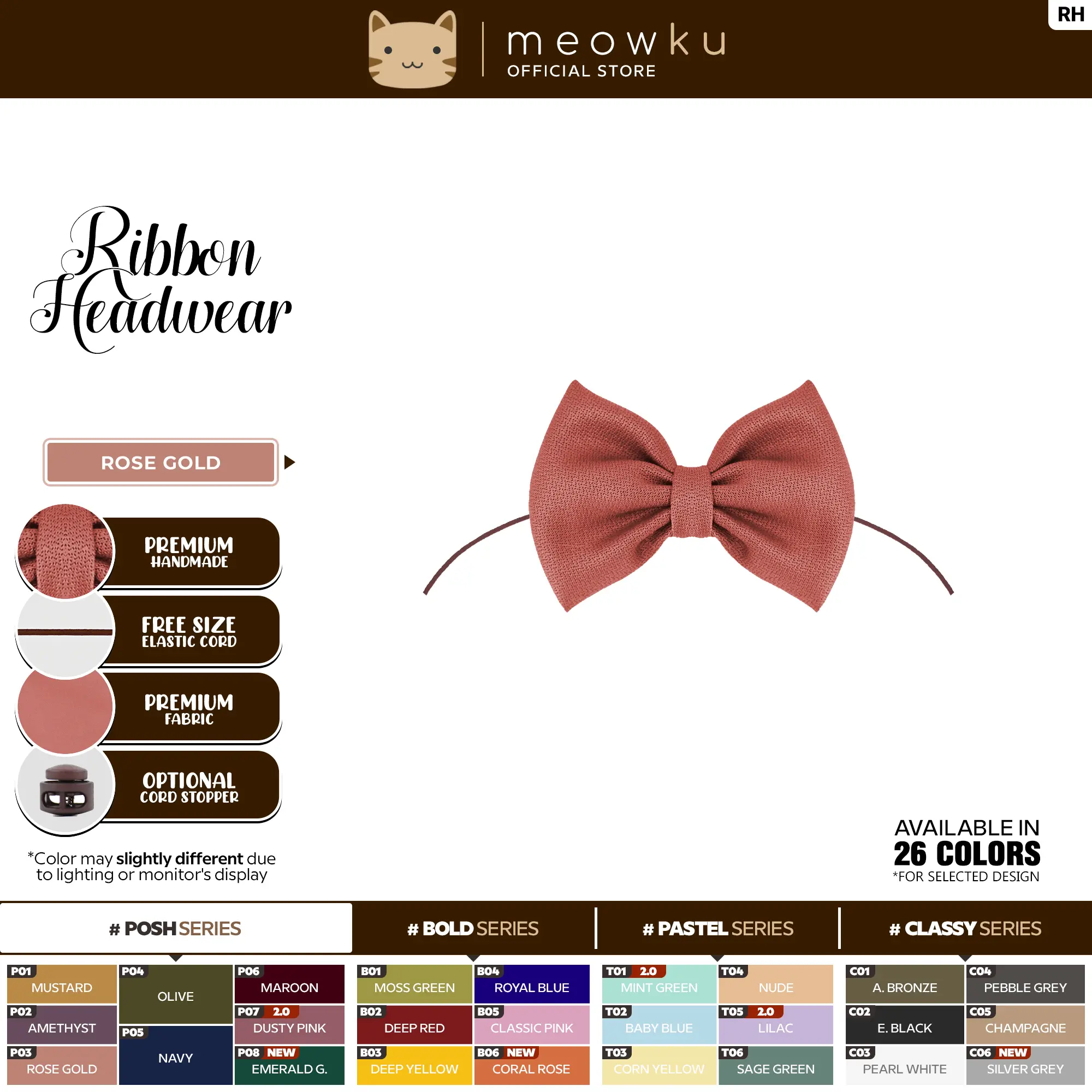 MEOWKU Ribbon Headwear (Aksessori Raya Kucing) - Posh Series