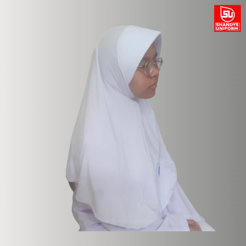 Shandys Uniform I Kerudung bergo Sekolah bahan spandek model oval warna putih Jilbab Muslim Anak Instan Katun Instan Katun 7