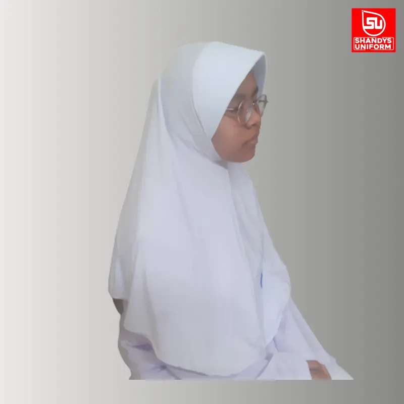 Shandys Uniform I Kerudung bergo Sekolah bahan spandek model oval warna putih Jilbab Muslim Anak Instan Katun Instan Katun 6