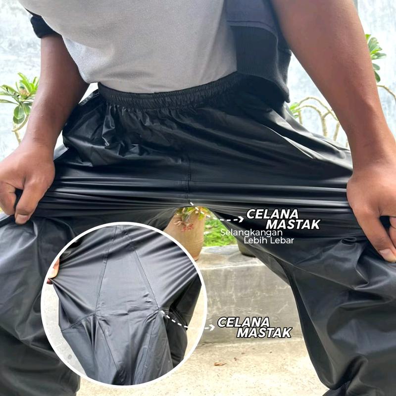 JAS HUJAN DEWASA PRIA WANITA TEBAL MANTEL HUJAN UNISEX BAHAN PREMIUM KUAT Setelan Biru Merah Hijau 8