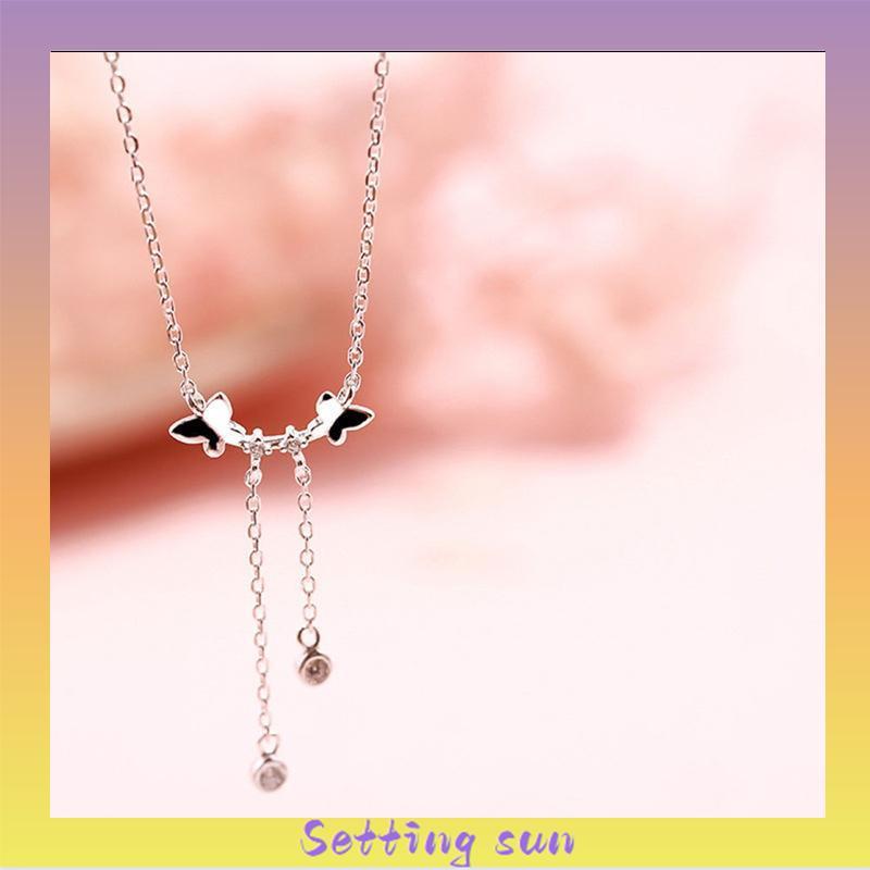Gaya Korea Baru Liontin Kupu-kupu Desain Kalung Wanita Sederhana Temperamen Rantai Klavikula TN 1