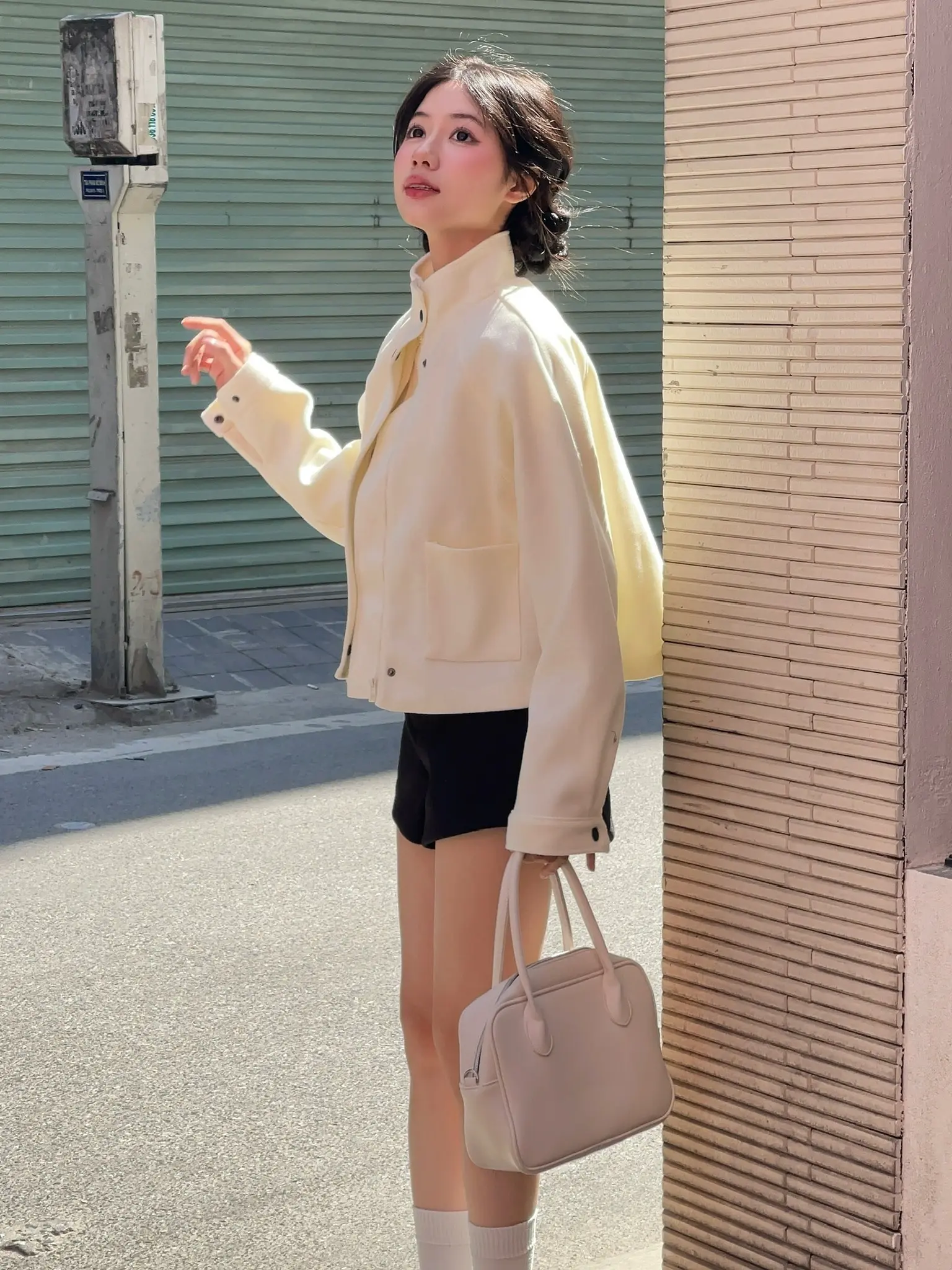 Áo khoác dạ ép 2 lớp cổ dựng form dáng rộng - 29feb.closet - A578 | BigBuy360 - bigbuy360.vn