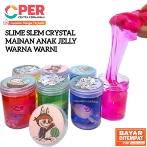 [BISA COD] SLIME SLEM CRYSTAL MUD LABUBU MAINAN ANAK JELLY WARNA WARNI
