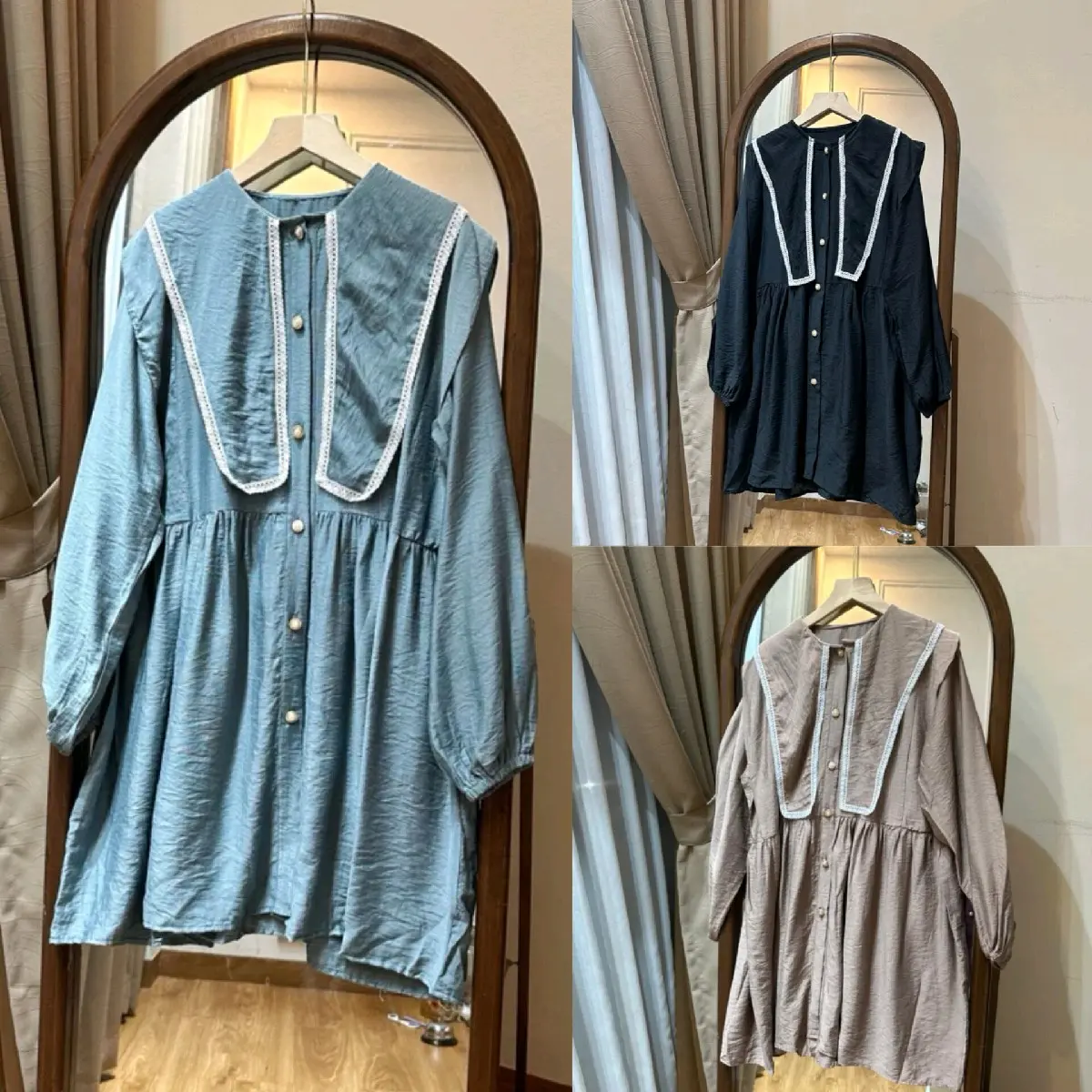 atasan wanita kerah sailor semi tunik eid series Cantik Linen Mewah Nyaman