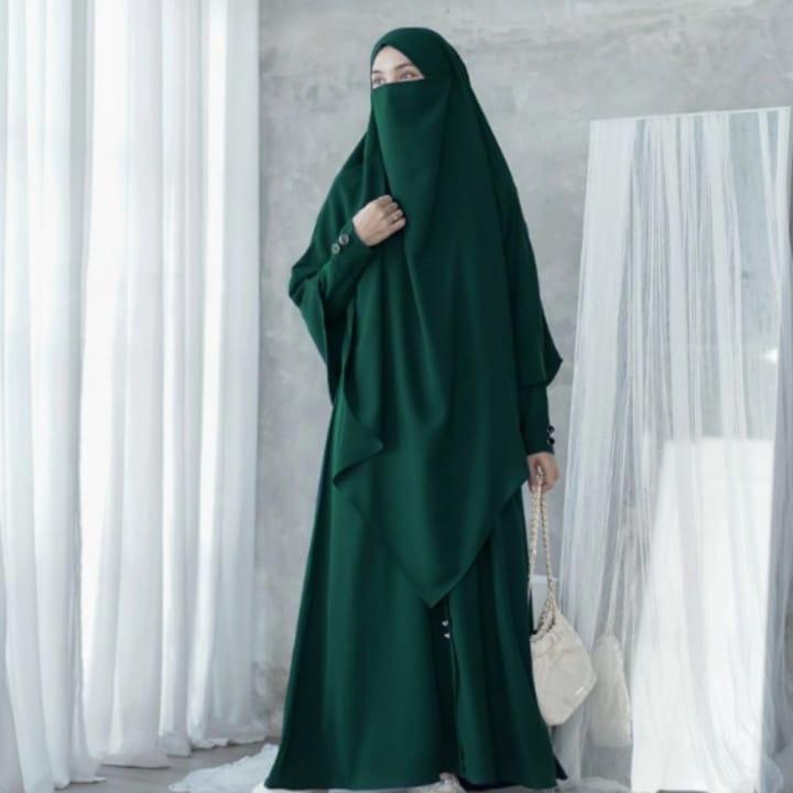 Gamis  Abaya Ayara Terbaru Gamis One Sat Khimar Bahan Crinkle Airflow Cocok Buat Umroh Haji Lebaran Muslim Wanita Syari Kondangan Dress Remaja Dewasa Nyaman 8
