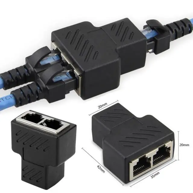 Rj45 1 to 2 Ways LAN Ethernet Network Cable Splitter Connector 3