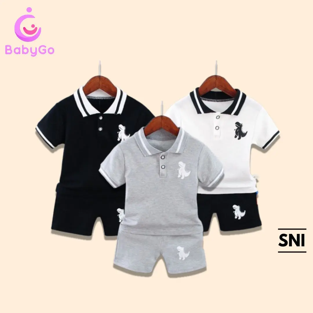 Babygo Setelan Anak Bayi Kerah Laki Laki Motif Dino [SNI]