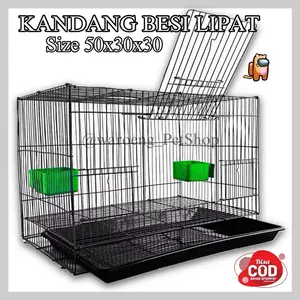 KANDANG KUCING KELINCI BURUNG BESI LIPAT MURAH Free 2 Tempat makan SIZE 50x30x30 CM kandang kelinci kandang hamster kandang musang kandang ayam ternak burung