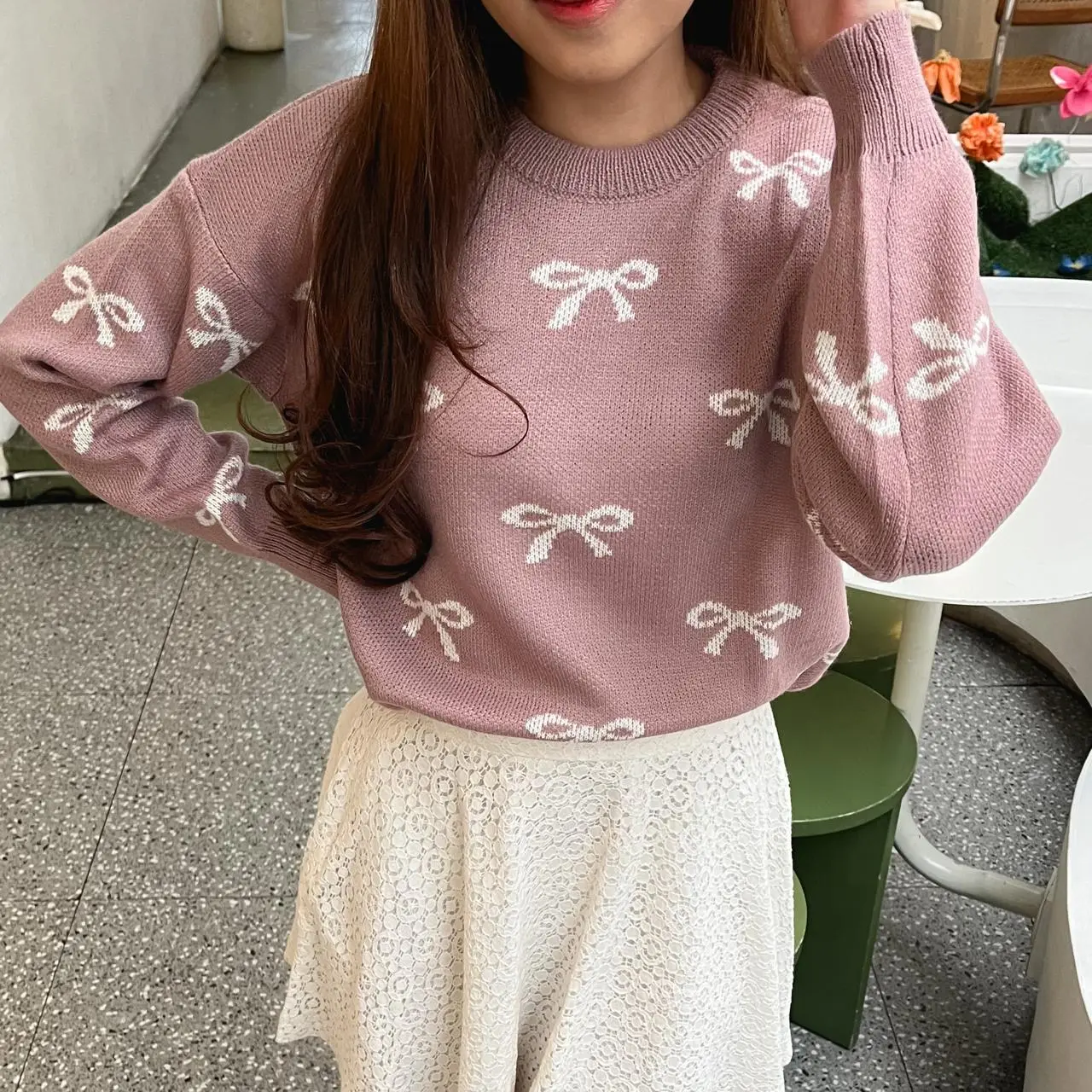 Bytantisa - Blouse Rajut Karen Ribbon Coquette O Neck
