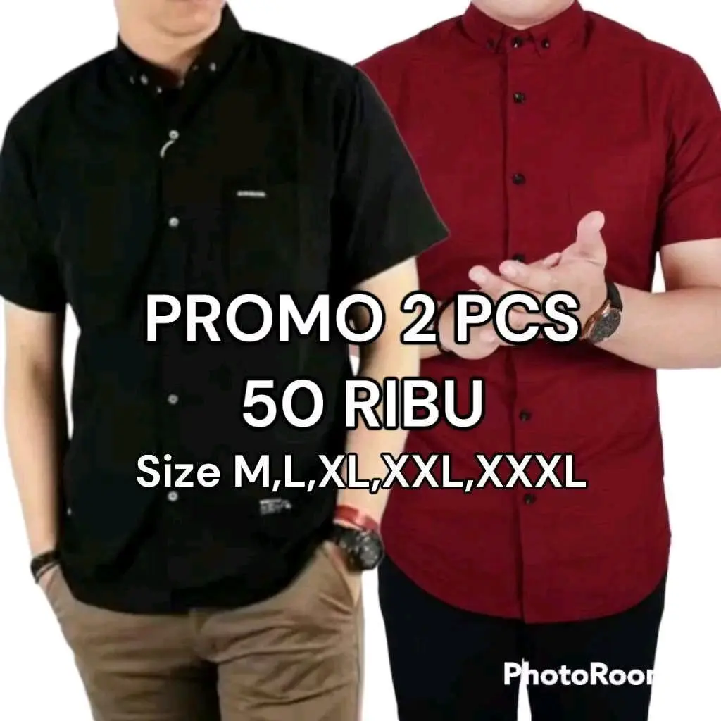 Paket 2 Kemeja Cuma 50 Ribu Warna Bebas Pilih Casual Hitam  Maroon Formal