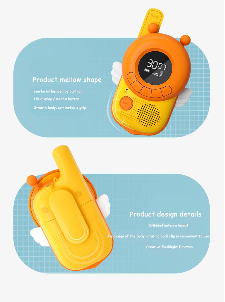 Product Introduction of 2Pcs Mini Walkie Talkies Interphone Children's Radio Toy Phone 3Km Transmission Transceiver Interactive Toys for Girls Kids Gift Audio Button Durable Lanyard Monitor 35