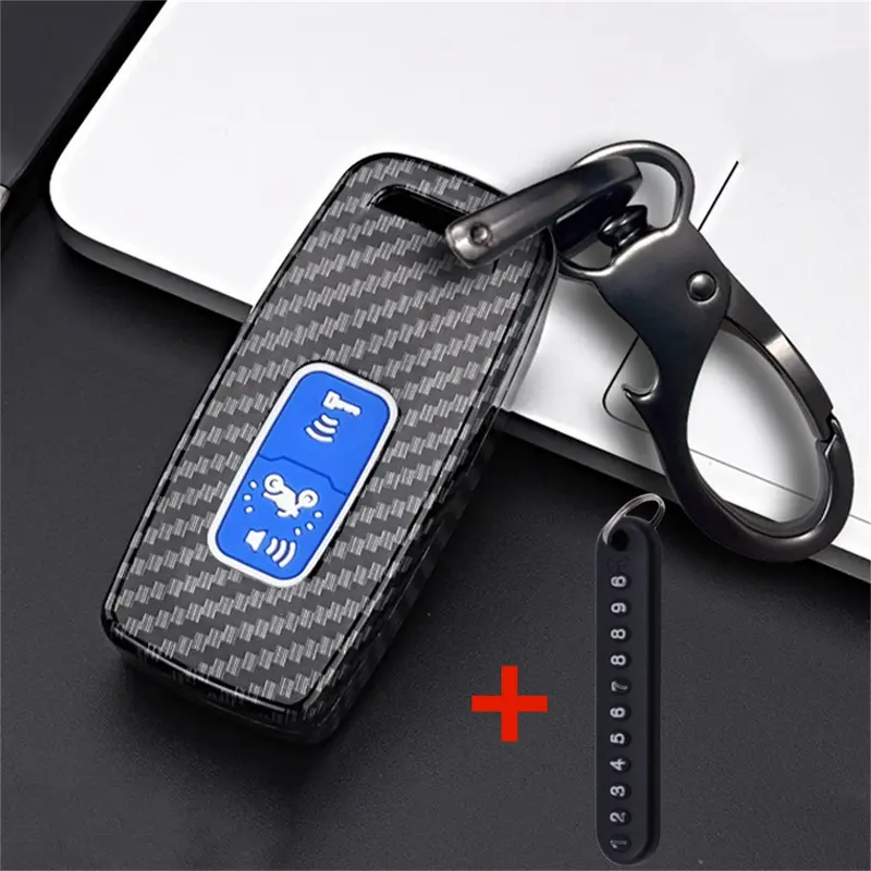 Vỏ Sợi Carbon ABS Cho Chìa Khóa Xe Máy Thông Minh, 2 Nút, Vỏ Có Móc Chìa Khóa Cho Honda PCX125, PCX160, SH350, SH300, VISION, NS110R, XADV750, Vỏ Bảo Vệ 7