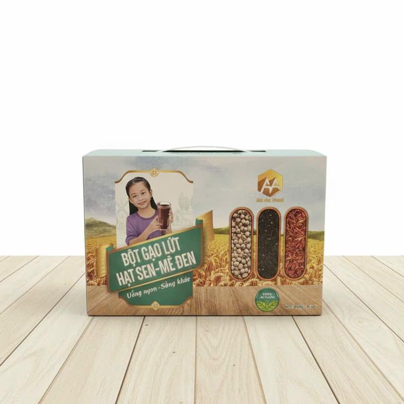  ANAN Bột gạo lứt hạt sen mè đen  Hộp 400g 16 gói  - Ngũ cốc Dinh dưỡng  Healthy cải thiện Xương khớp và Giấc ngủ. 