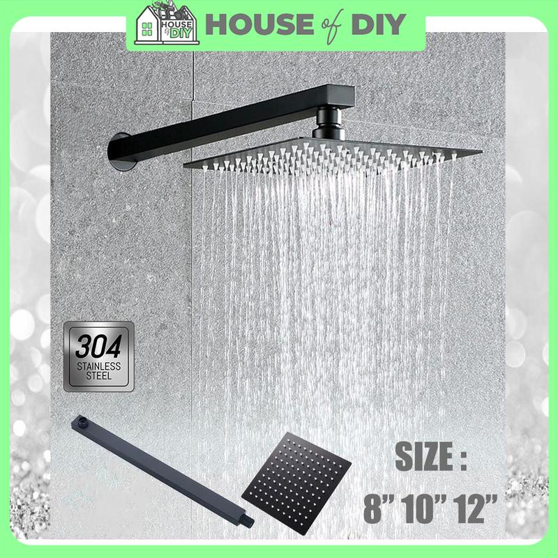 8/10/12 INCH 304 STAINLESS STEEL RAIN FALL SHOWER HEAD WITH ARM ...