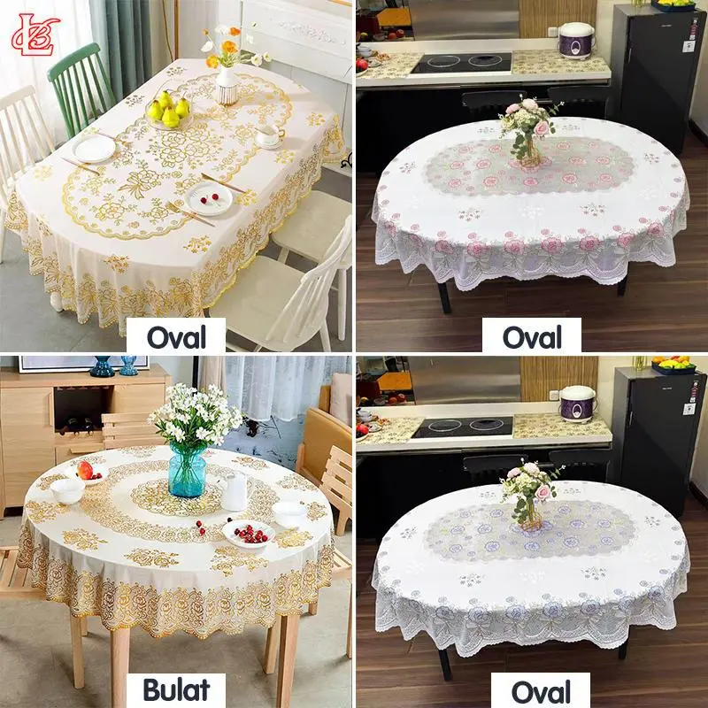 [COD] Loyal Bosque Taplak Meja Oval Makan Motif 4-10 Kursi Anti Air PVC Premium Kain Tahan Air Untuk meja Persegi-panjang meja bulat meja oval D46-E-T 0