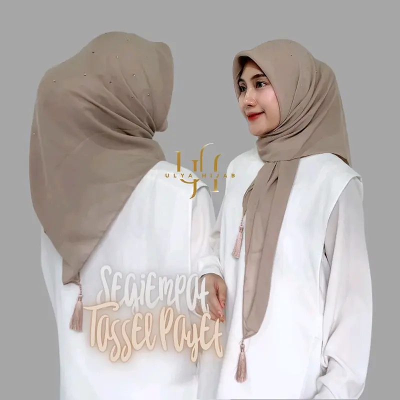 Ulya Hijab - segiempat polycotton manik tabur rosegold 6