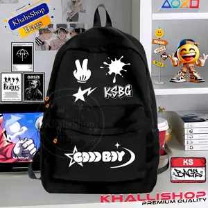 KhalisShop- Tas Ransel Distro fashion stayle Kalcer Good Boy Backpack pria wanita untuk Sekolah dan fungsional tas ransel Desain kece Terbaru 2026 Unisex bakcpack Multifungsi Hitam korean stayle