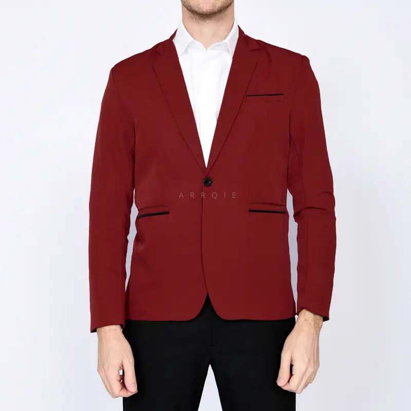 Jas Formal Pria Terbaru Warna Maroon Model Slim Fit Ukuran S M L XL XXL Bahan Lembut Dan Tebal Nyaman Dipakai 8