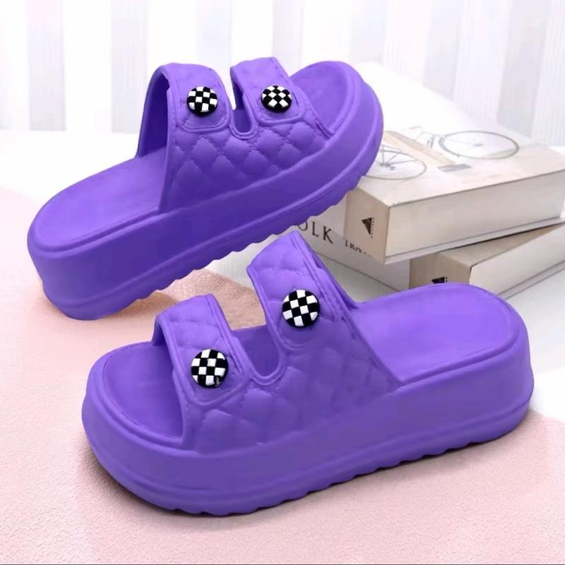Sandal Slop Anak Perempuan Ban Dua Asesoris Kancing Sendal Anak Cewe Slip On Tebal Casual Trendy Fashion 3