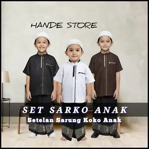 SETELAN SARKO Sarung Dan Koko Anak Motif Yusuf Dan Sarung Sarwon Baju Muslim Anak Terbaru Usia 2-14 Tahun