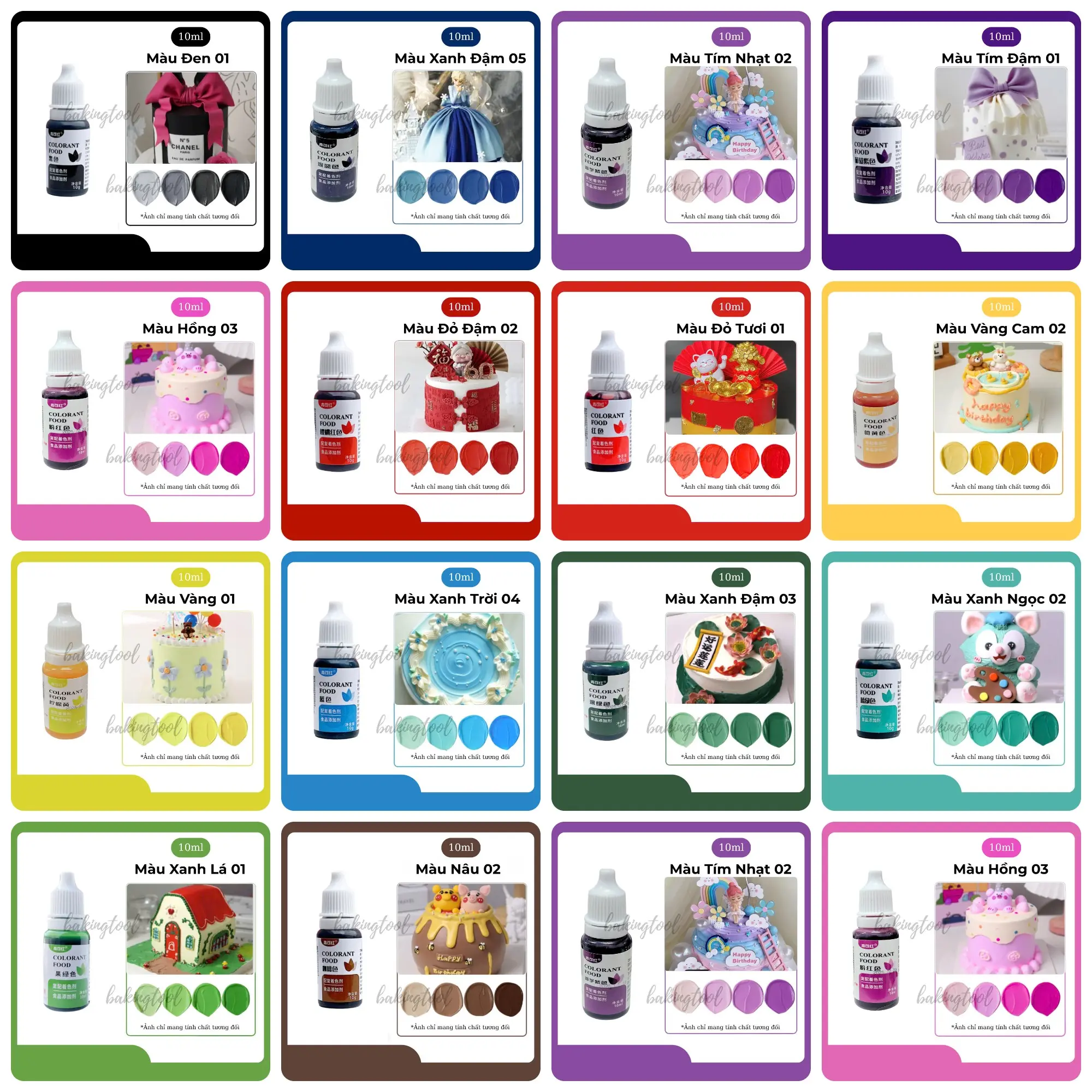 Màu thực phẩm 10ml tạo màu gum, fondant...