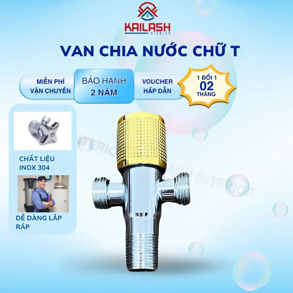 VAN GỐC CHỮ T CHẤT LIỆU INOX 304 - KAILASH INTERIOR