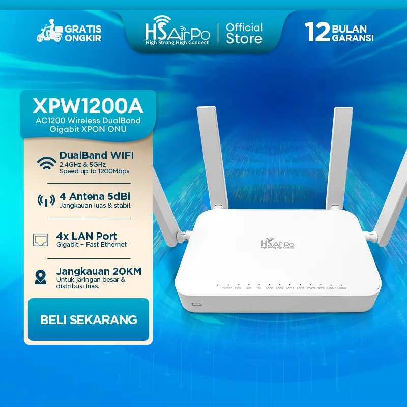 HSAirpo XPON ONU XPW1200A Fiber Optik Dual Band Gigabit AC1200