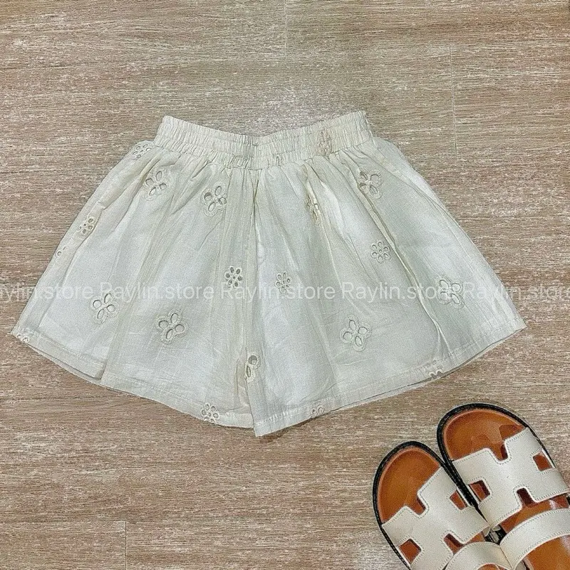 [DEAL MỞ BÁN]Quần short nữ 2 lớp cạp chun ống rộng, quần đùi chất thô boi N28 7