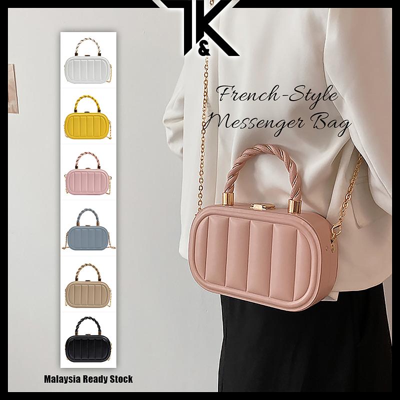 [LOCAL] French Style Chain Sling Bag PU Leather | Shoulder Handbag ...
