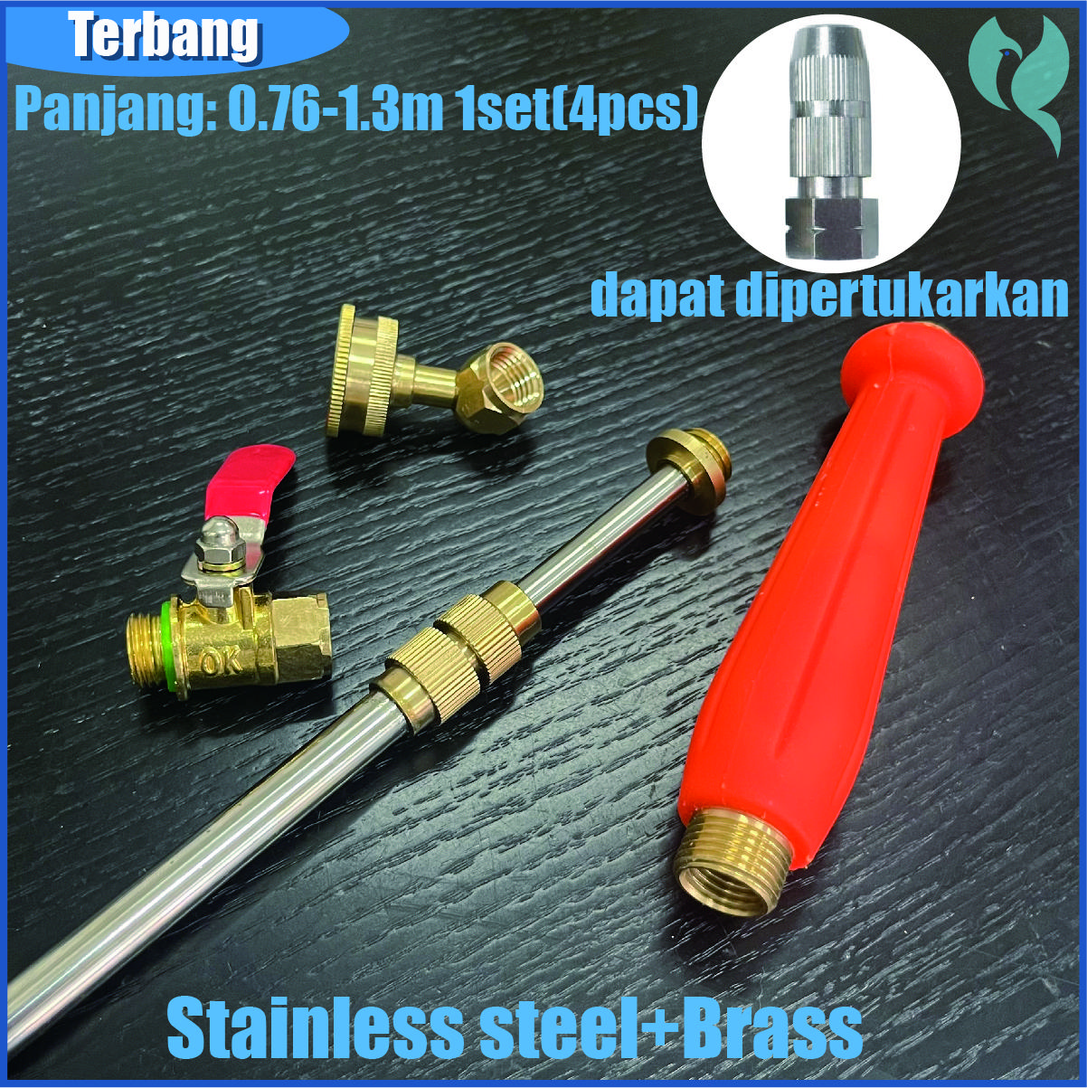 Set PREMIUM selang gagang kran stik tangki sprayer elektrik manual TU26 brass kuningan