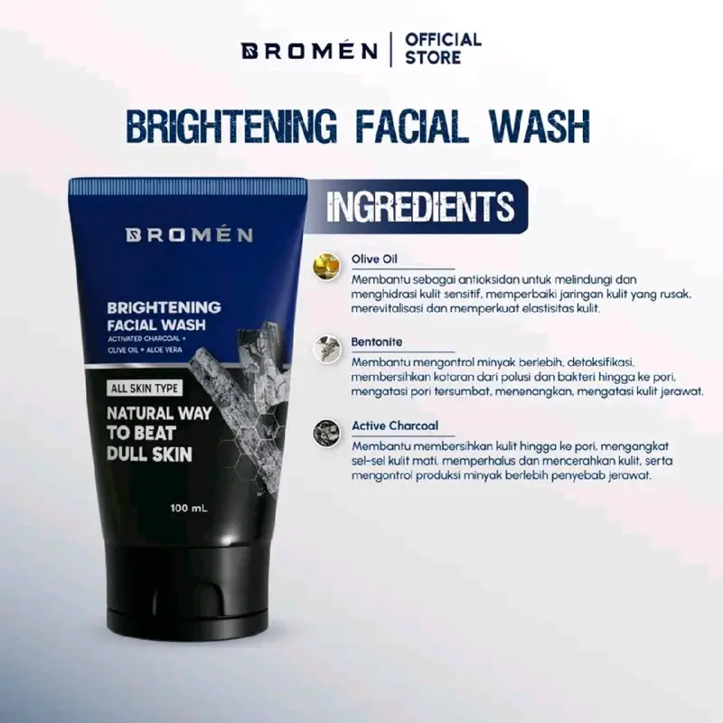 [Approved by dr.  Tirta] BROMEN BRIGHTENING FACIAL WASH 100ML  SKINCARE SABUN CUCI MUKA LAKI KUSAM FACE WASH 2