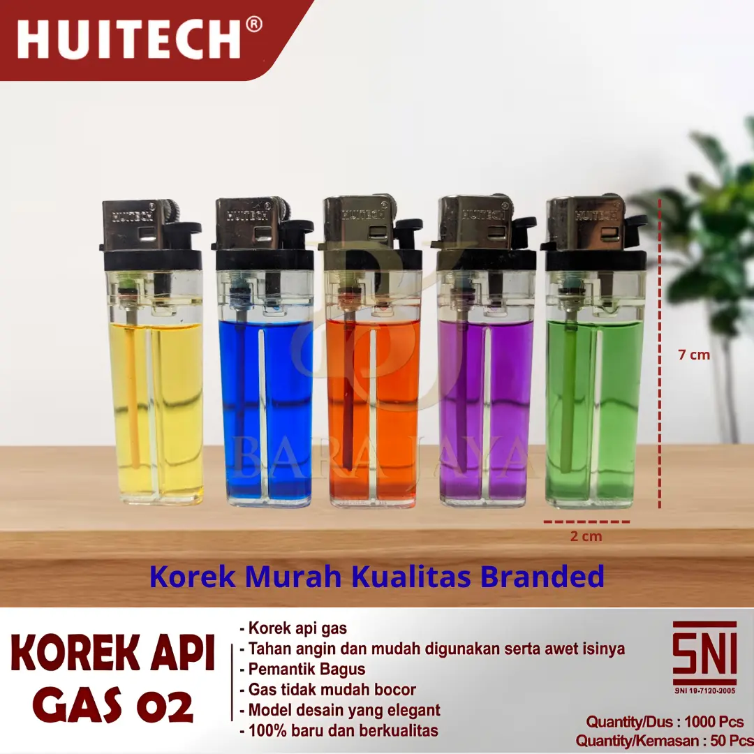 Korek Gas Api Murah Huitech 02 Kualitas Branded 1 Box Isi 50 Pcs