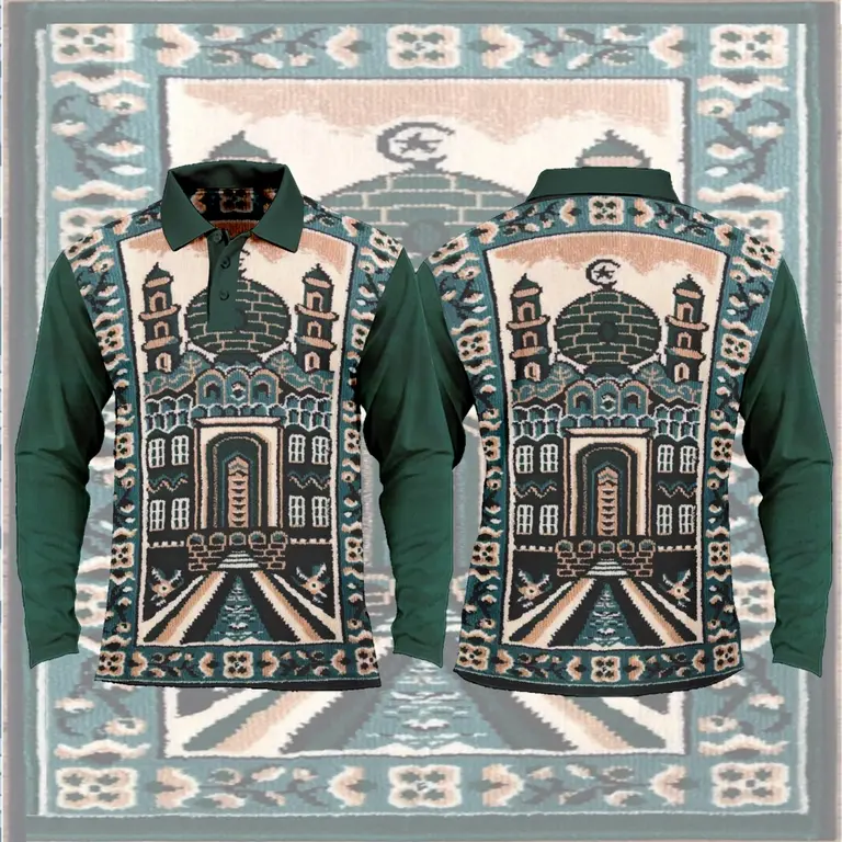 kaos pria motif karpet masjid - tshirt distro sajadah masjid hijau Fullprint/sublimation 3D terbaru 2024 4