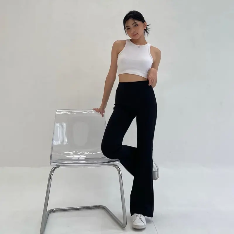 Celana Cutbray Scuba Highwaist Flare Pinggang Full Karet 2
