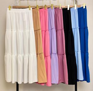 Korean Style Plain CEY 3 Tiered Dolly Long Skirt (Sesuai untuk Berat Badan hingga 100KG)