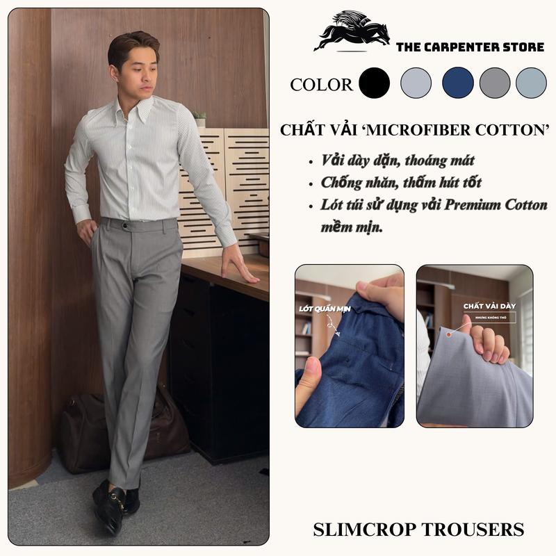  Quần Âu Nam Cao Cấp The Carpenter Chất Vải Microfiber mềm mịn lót túi jean lụa mặc thoải mái thoáng mát phong cách lịch thiệp công sở. 