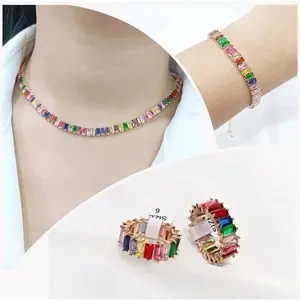 Keikoonlineshop Kalung Gelang Cincin Diamond Cubic Rainbow / Kalung Gelang Serut Mata Cubic Warna Warni