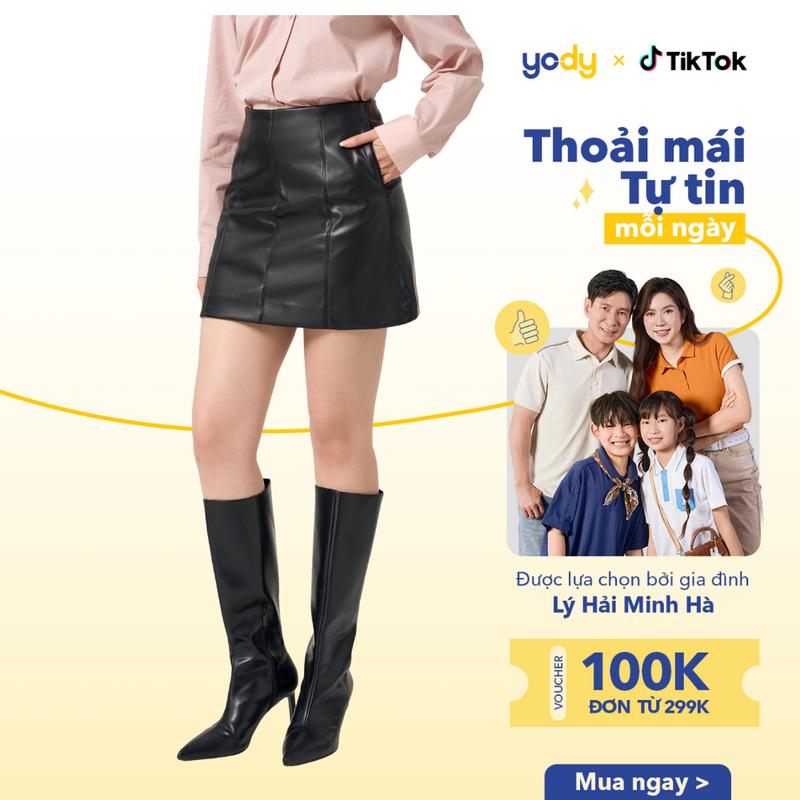  YODY Chân Váy Da Nữ Dáng A 8 Mảnh CVN7175 