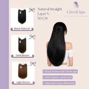 HAIRCLIP V CLIP LURUS NATURAL STRAIGHT SEGI LAYER 70 CM/ BIG LAYER V CLIP NATURAL STRAIGHT KOREAN