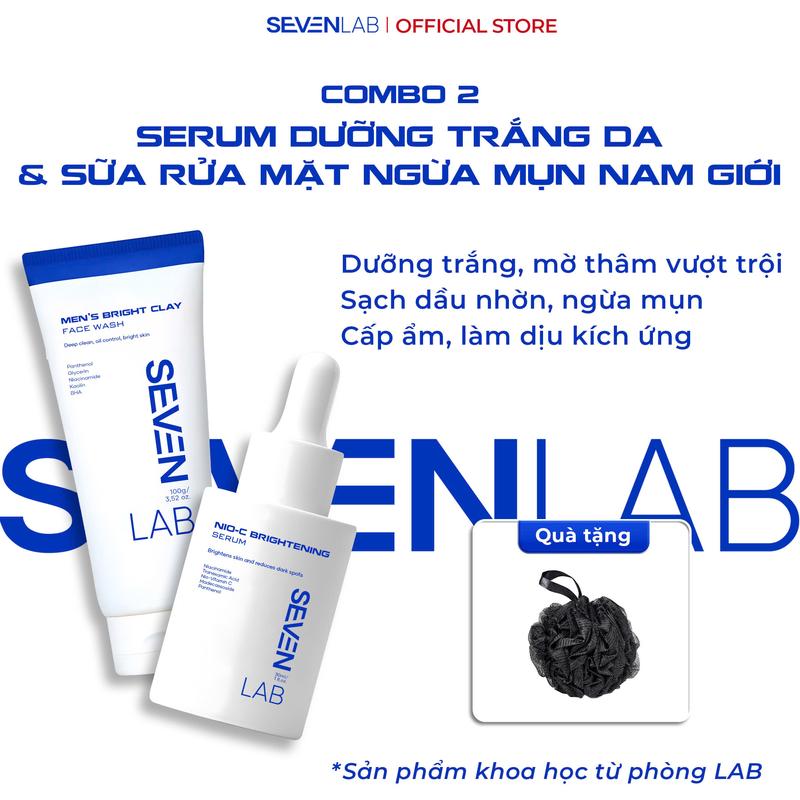 Combo serum dưỡng trắng da và sữa rửa mặt ngừa mụn nam giới SEVENLAB hỗ trợ kiểm soát dầu, ngăn ngừa mụn, mờ thâm, sáng da vượt trội 1