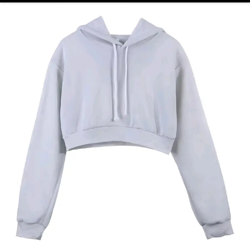 Baju basic Anak Perempuan Model Crop Top Hoodie polos Sweater - Fashion korea Pakaian nyaman bahan fleece tangan panjang tebal 4