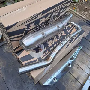 Knalpot copy supra v2 by LMR MUFFLER Inlet 38 leher ful stenlis pnp astrea supra,revo,karisma,kirana jupiter,vega ,smash ,sogun dll Motorcycle